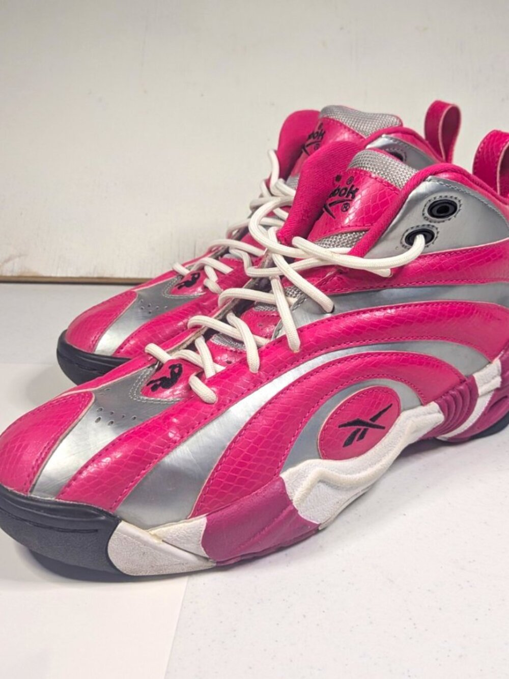 Reebok Shaqnosis OG GS Big Kids 7 Womens 8.5 Pink Silver V53880 Basketball